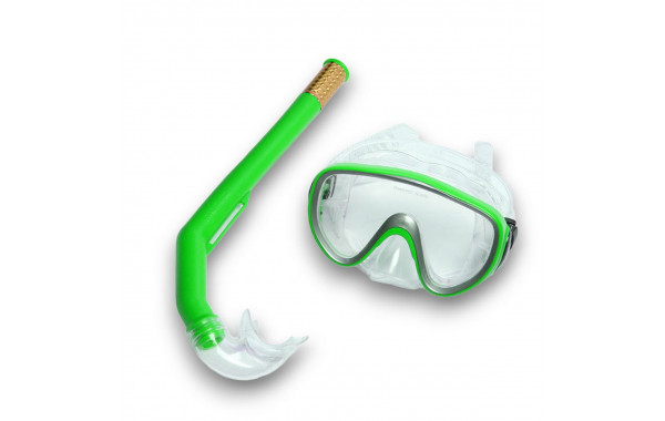 Набор для плавания взрослый Sportex маска+трубка (ПВХ) E41230 зеленый 600_380