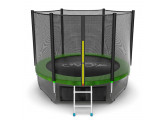 Батут с внешней сеткой и лестницей EVO Jump External 8ft+ нижняя сеть, зеленый