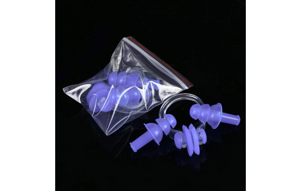 Набор для плавания в zip-lock, беруши и зажим для носа (фиолетовый) Sportex E36868-2 600_380
