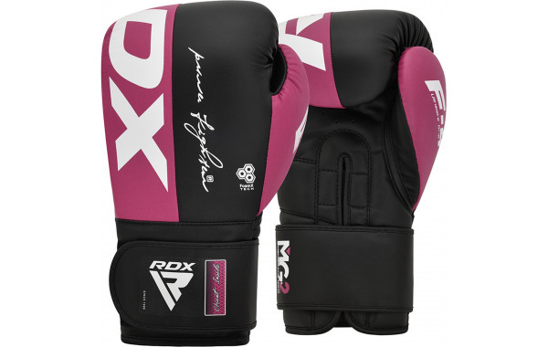 Перчатки тренировочные RDX BGR-F4P-12oz розовый\черный 600_380