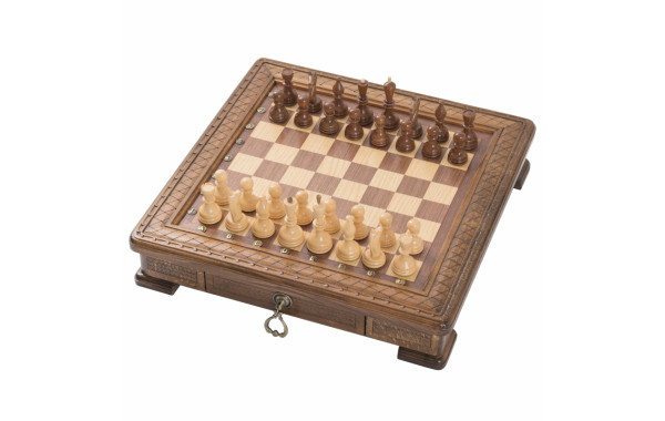 Шахматы резные Haleyan Квадро в ларце с ящиками 50 kh161 600_380