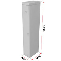 Шкаф для раздевалок металлический однодверный, ширина 300 мм Glav 10.2.01