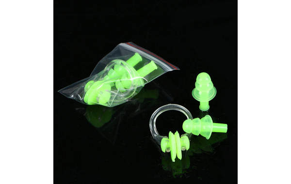 Набор для плавания в zip-lock, беруши и зажим для носа (салатовый) Sportex E36868-7 600_380
