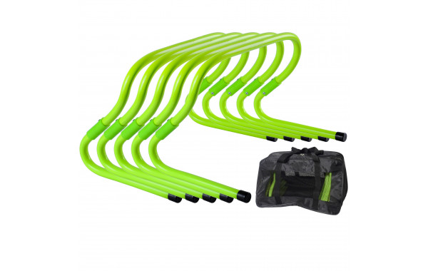 Барьеры тренировочные Sportex набор из 5 штук в сумке, 15-30см E33553-ST зеленый Neon 600_380