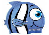 Шапочка для плавания Atemi FC105 силикон, рыбка голубой