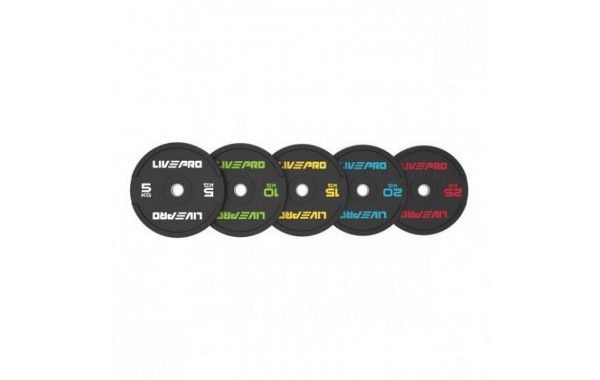 Бампированный диск 5кг Live Pro Rubber Bumper Plate LP8331-5 черный\белый 600_380