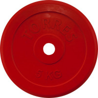 Диск обрезиненный Torres 5 кг PL50405, D25 мм, красный