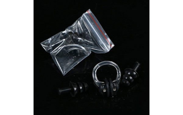 Набор для плавания в zip-lock, беруши и зажим для носа (черный) Sportex E36868-6 600_380