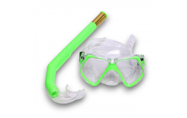 Набор для плавания взрослый Sportex маска+трубка (ПВХ) E41233 зеленый 600_380