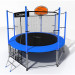 Батут i-Jump Classic Basket 8FT 244 см с нижней сетью и лестницей синий 75_75