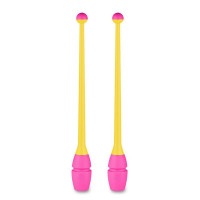 Булавы для художественной гимнастики Indigo 41 см, пластик, каучук, 2шт IN018-YP желтый-розовый