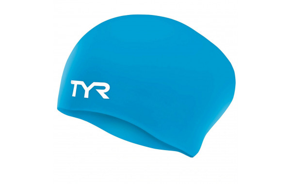 Шапочка для плавания подростковая TYR Long Hair Wrinkle-Free Silicone Cap Jr LCSJRL-420 голубой 600_380