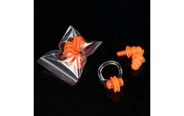 Набор для плавания в zip-lock, беруши и зажим для носа (оранжевый) Sportex E36868-3 600_380