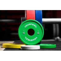 Диск 1,0кг, каучуковый, тренировочный, зеленый YouSteel