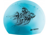 Шапочка для плавания Atemi PU 302 тканевая с ПУ покрытием голубая