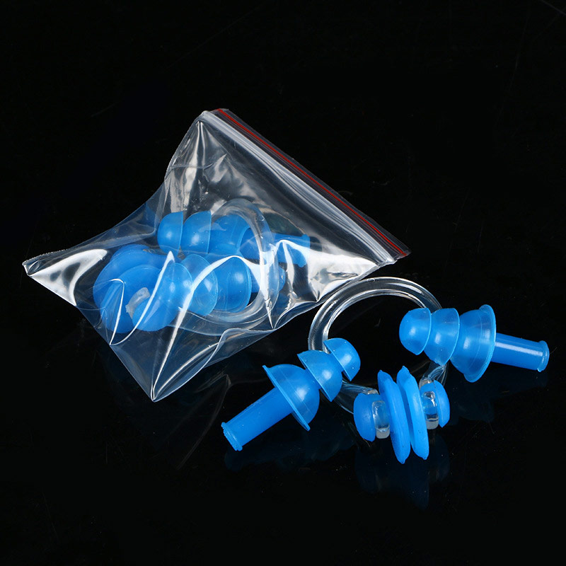 Набор для плавания в zip-lock, беруши и зажим для носа (синий) Sportex E36868-1 800_800