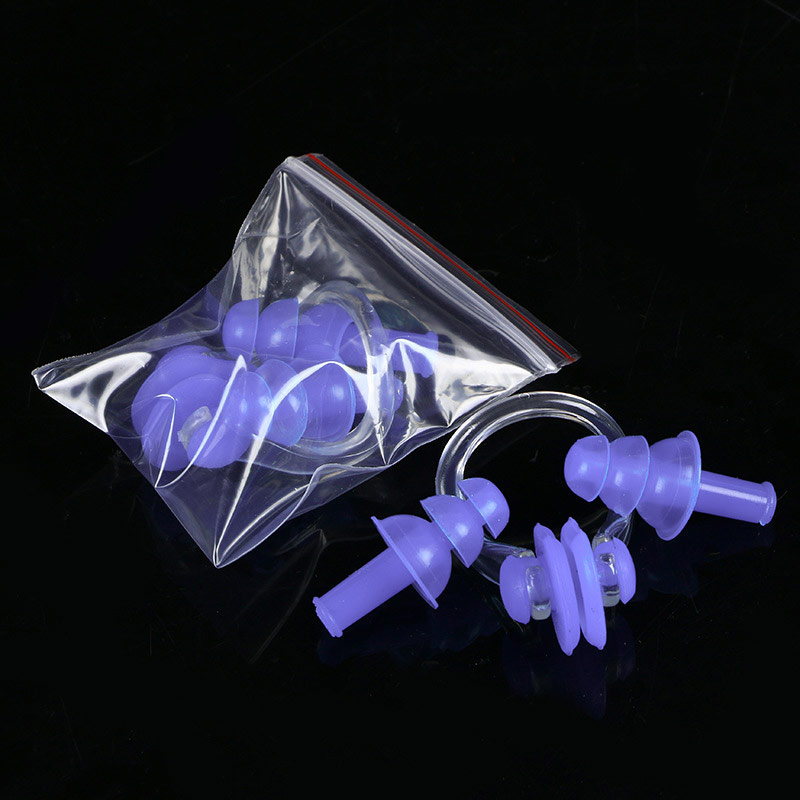 Набор для плавания в zip-lock, беруши и зажим для носа (фиолетовый) Sportex E36868-2 800_800
