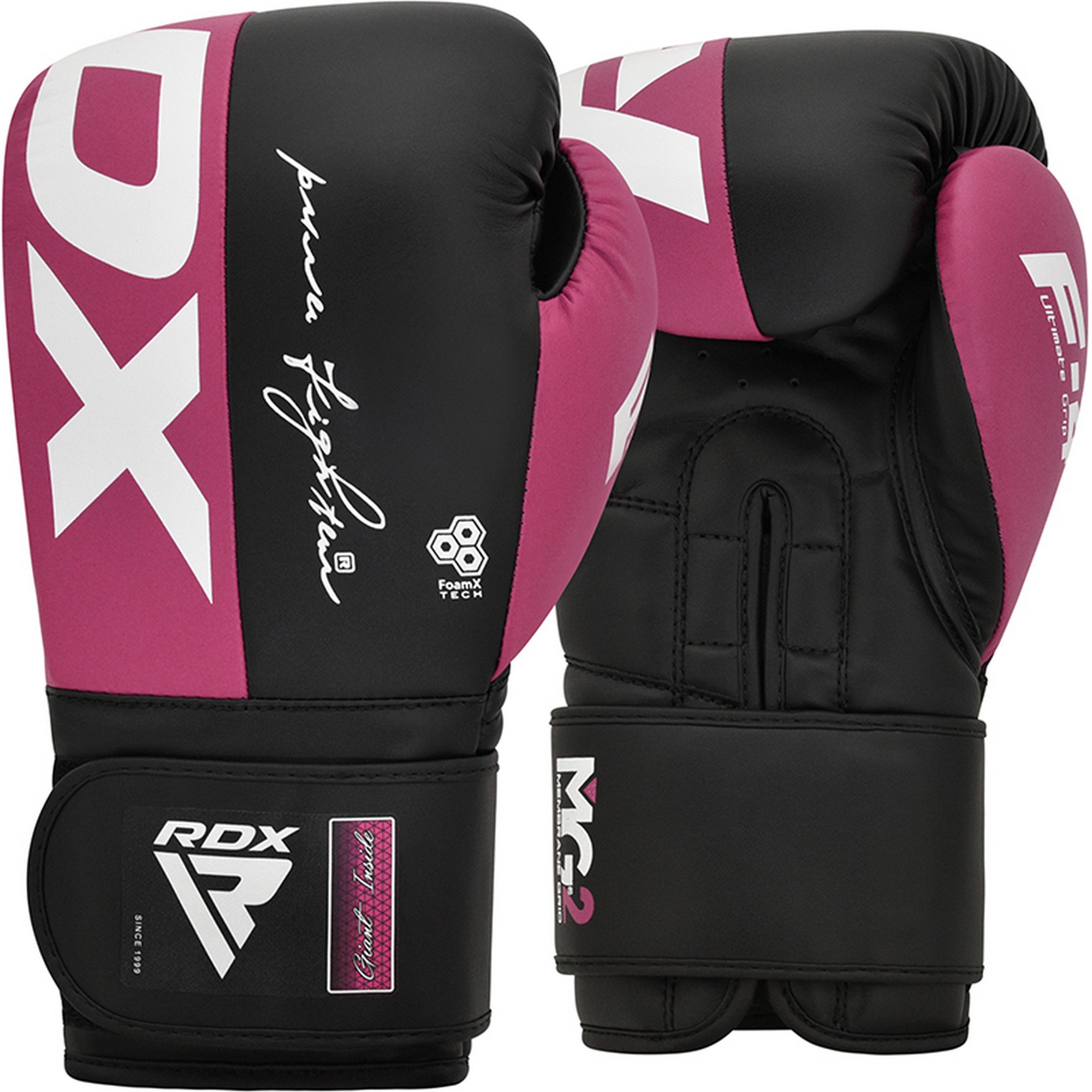 Перчатки тренировочные RDX BGR-F4P-12oz розовый\черный 2000_2000