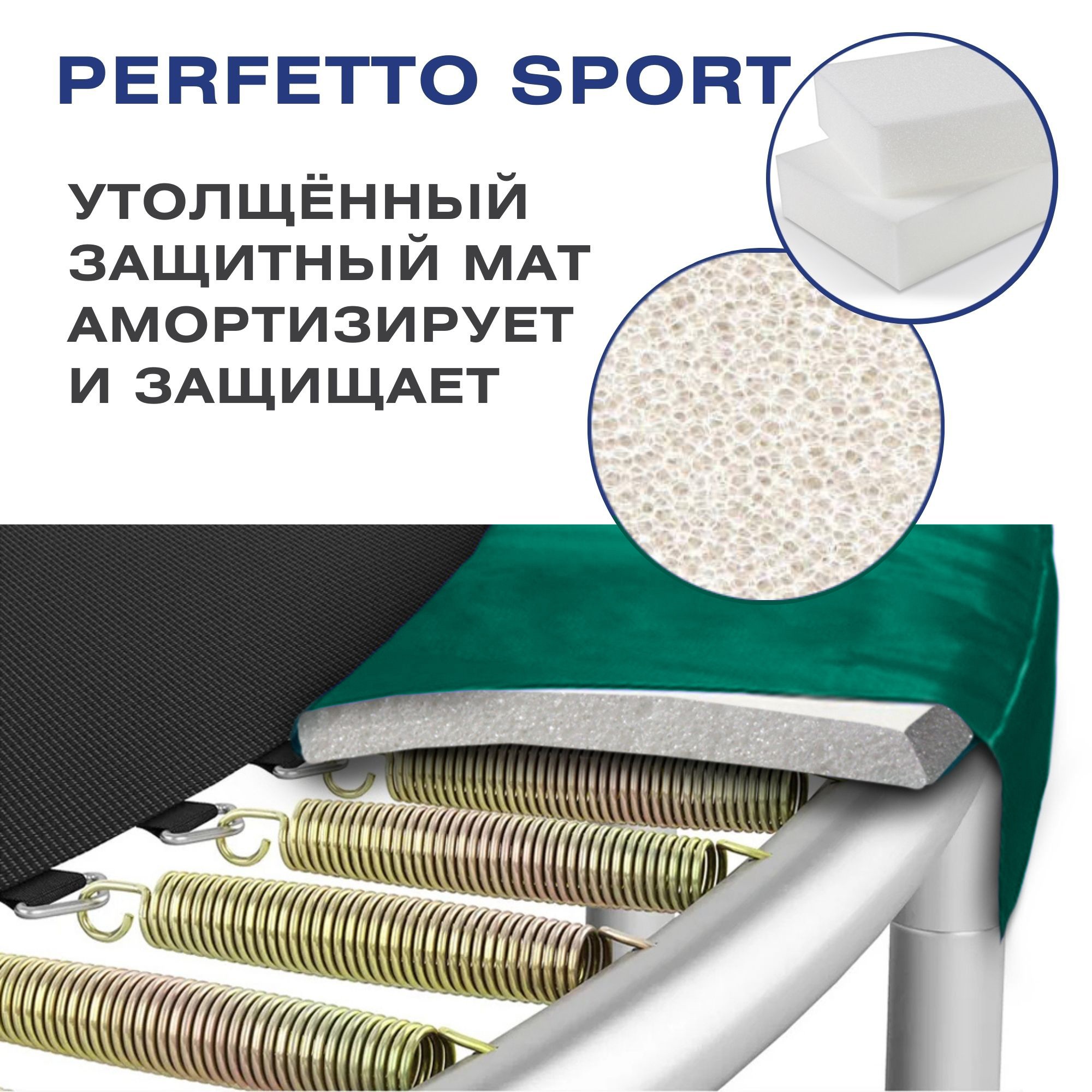 Батут с защитной cеткой Perfetto Sport Premium Strong 6", d180см, зеленый 2000_2000