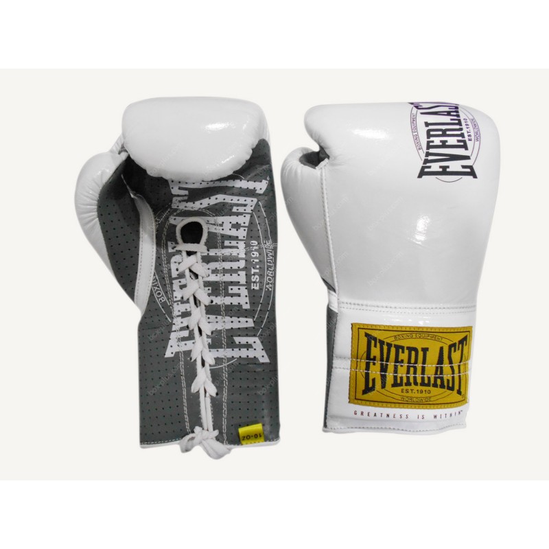Боксерские перчатки Everlast боевые 1910 Classic 8oz белый P00001663 800_800