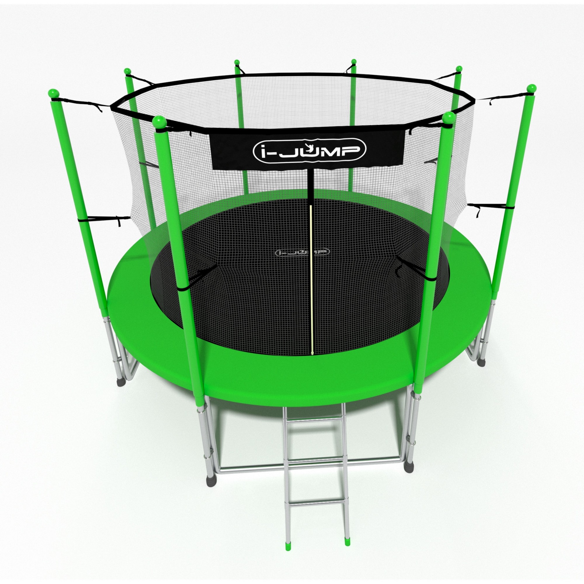 Батут 12ft i-Jump Classic Light с лестницей зеленый 2000_2000