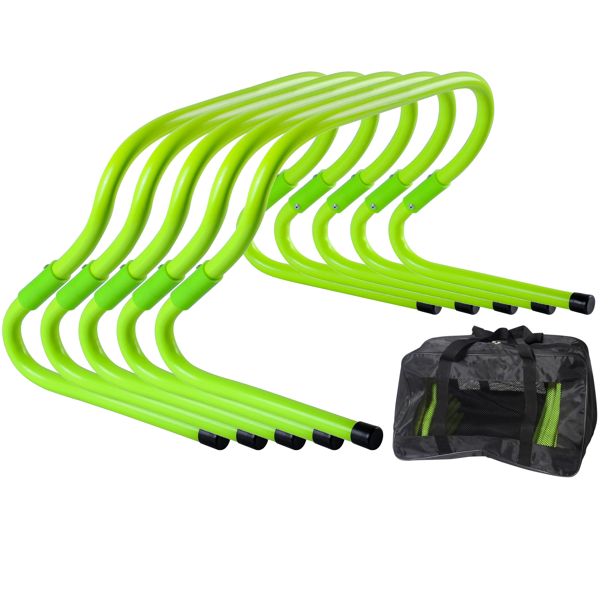 Барьеры тренировочные Sportex набор из 5 штук в сумке, 15-30см E33553-ST зеленый Neon 2000_2000