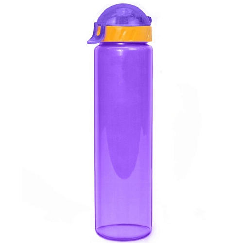Бутылка для воды LIFESTYLE со шнурком, 500 ml., straight, прозрачно/фиолетовый КК0158 500_500
