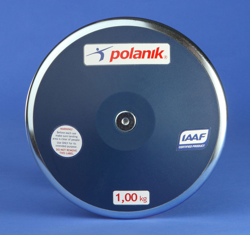 Диск соревновательный пластиковый 1 кг Polanik CPD11-1 Сертификат IAAF № I-11-0493 825_773