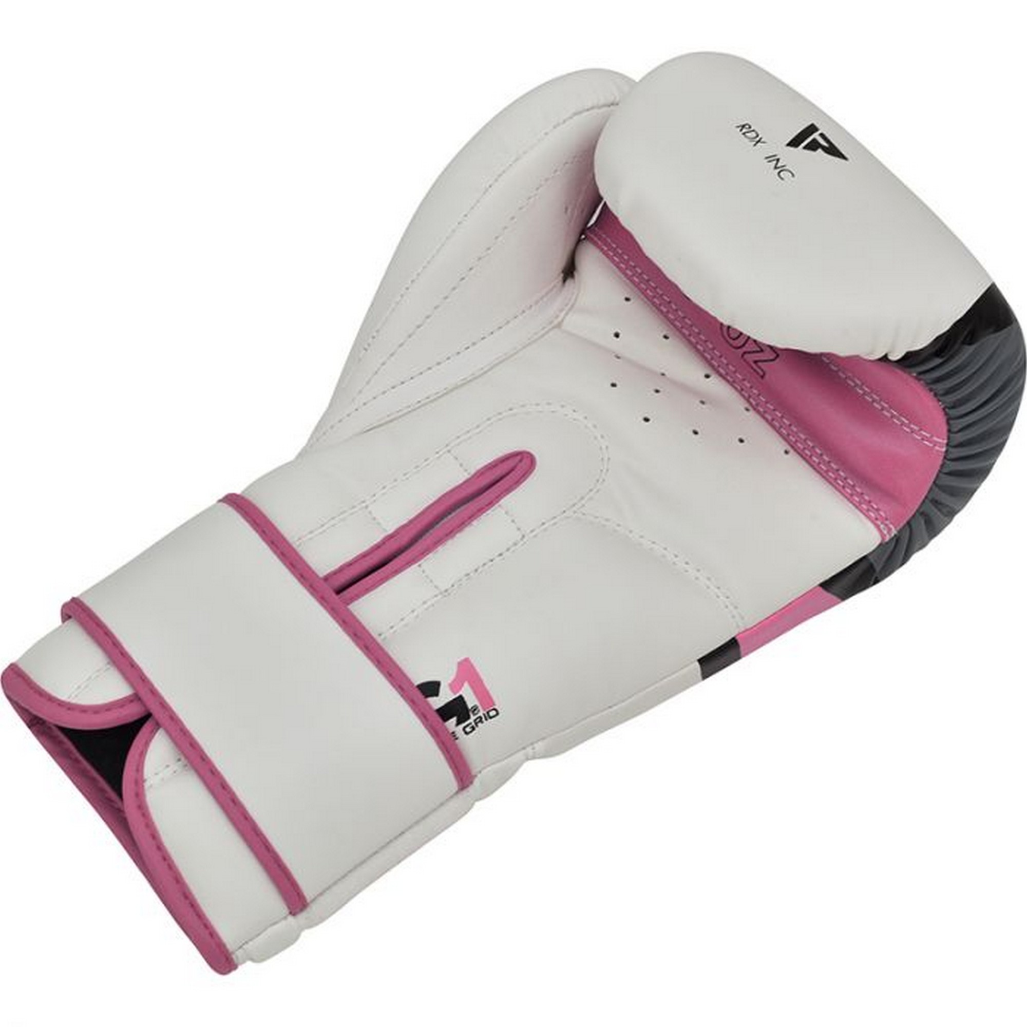 Перчатки тренировочные RDX BGR-F7P-12oz белый\розовый 2000_2000