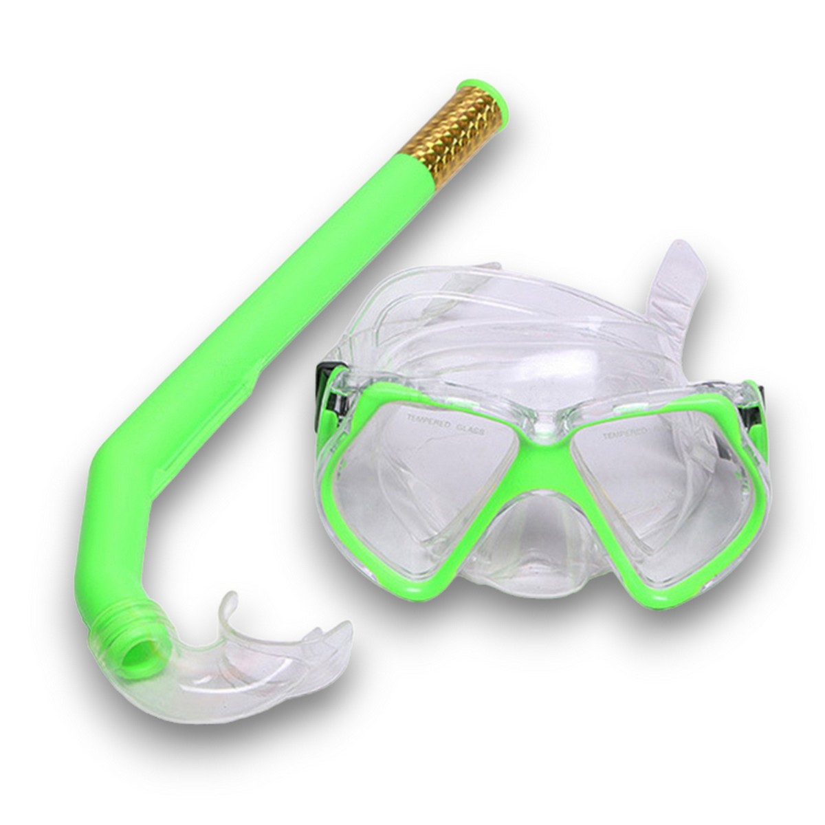 Набор для плавания взрослый Sportex маска+трубка (ПВХ) E41233 зеленый 1200_1200