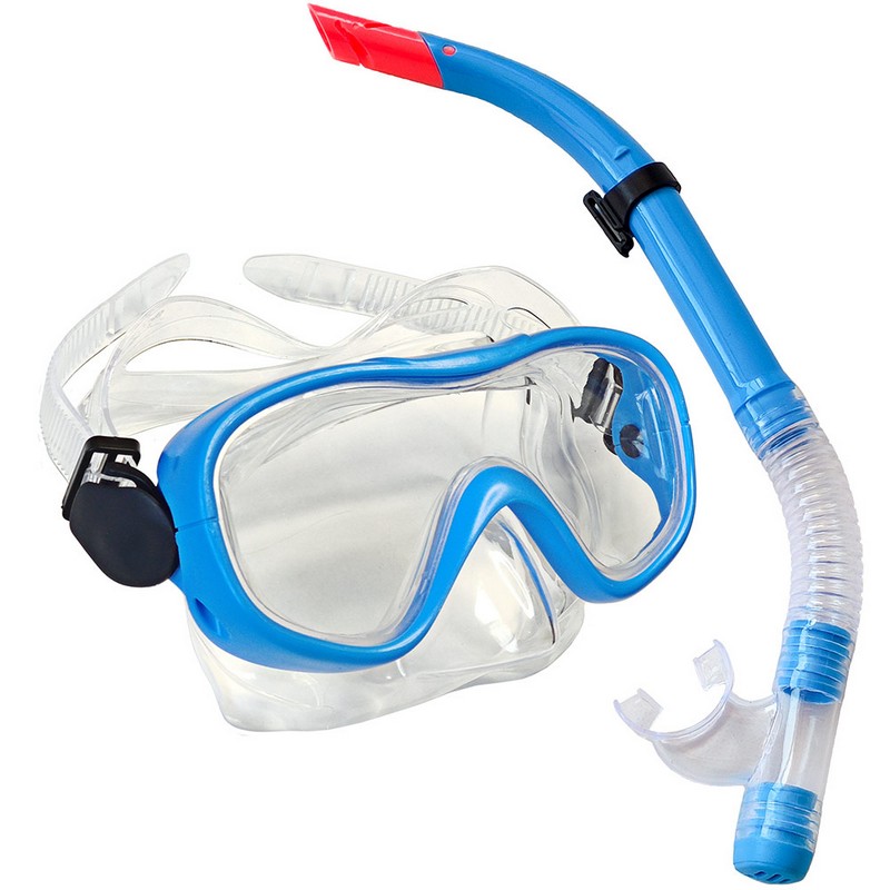Набор для плавания маска+трубка Sportex E33109-1 синий, (ПВХ) 800_800