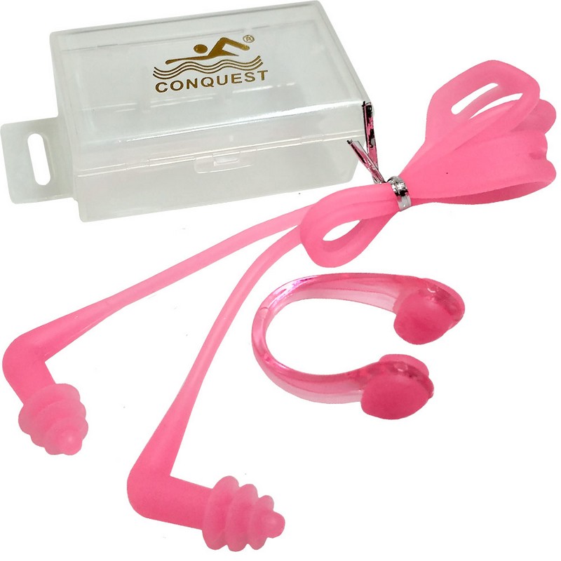 Комплект для плавания беруши и зажим для носа Sportex C33555-2 розовые 800_800