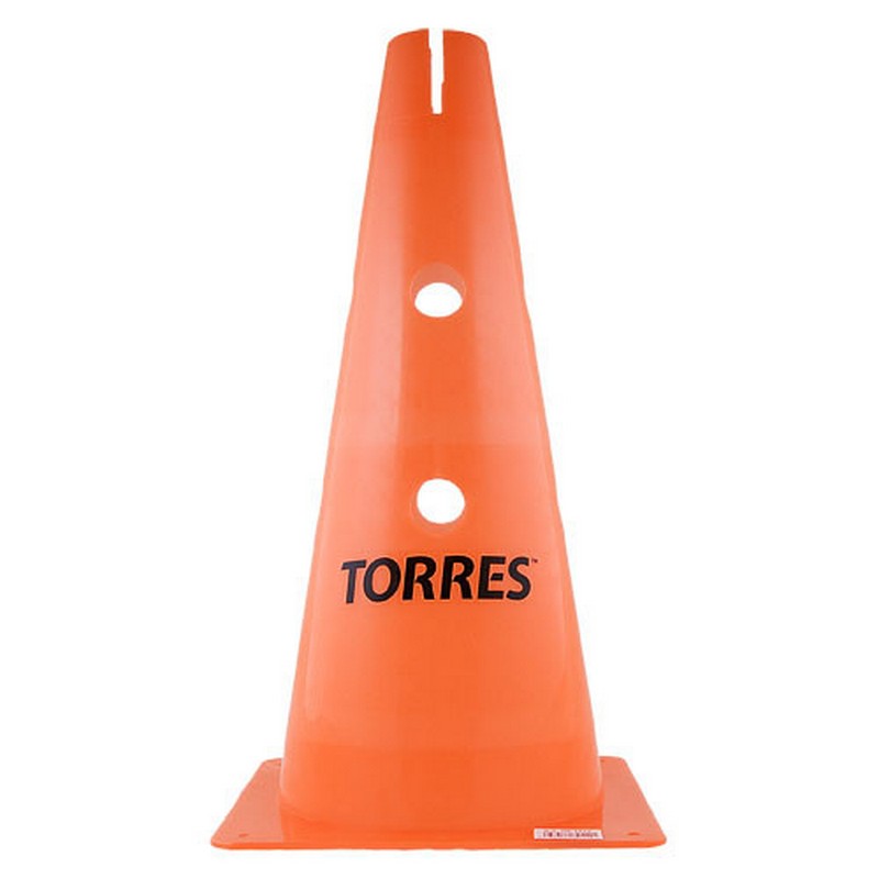 Конус тренировочный Torres h38 см, с отверстиями для штанги TR1010 оранжевый 800_800