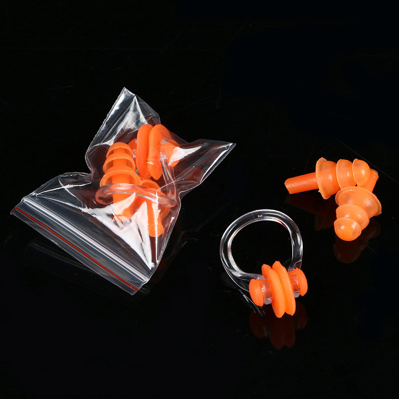 Набор для плавания в zip-lock, беруши и зажим для носа (оранжевый) Sportex E36868-3 800_800
