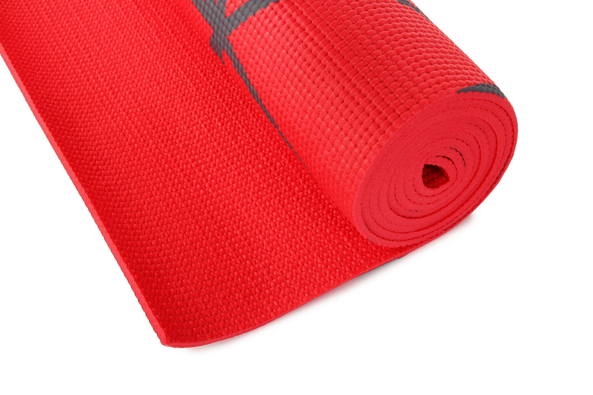 Коврик для фитнеса и йоги 173х61х0,5см Larsen красный с принтом 1200_800