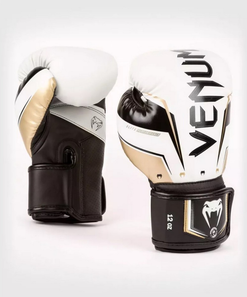 Перчатки Venum Elite Evo 04260-226-12oz белый\золотой 997_1200