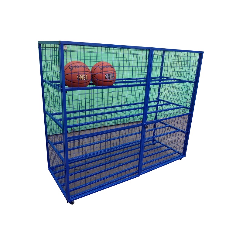 Стеллаж тележка для хранения мячей и спортинвентаря Ellada с замком, на колесиках М845 800_800