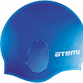 Шапочка для плавания Atemi силикон (c ушами), EC104 синяя 120_120