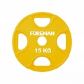 Диск олимпийский обрезиненный Foreman PRR, 15 кг PRR-15KG Желтый 120_120