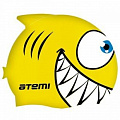Шапочка для плавания Atemi FC201 силикон, рыбка желтый 120_120